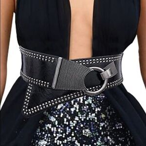 Retro Wide Waist Leather Belt Vintage Buckle Stretch Belt